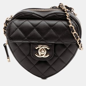 Chanel Black Mini Lambskin CC in Love Heart Crossbody, Shoulder Bags - Luxury Closet catalog