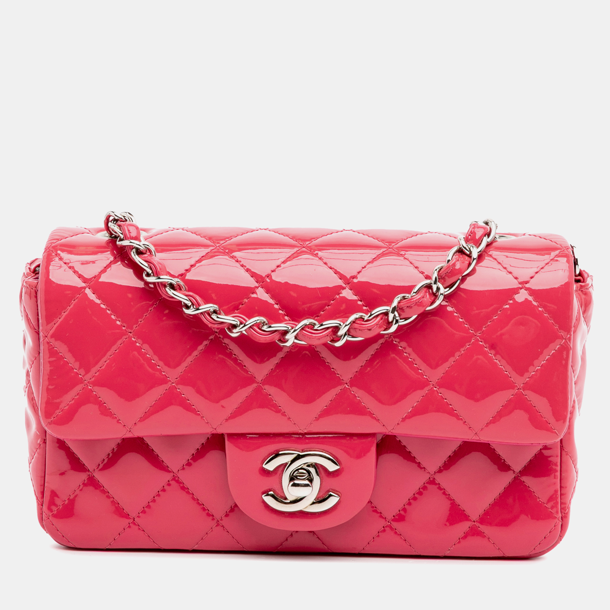 Chanel Pink Mini Rectangular Classic Patent Single Flap, Shoulder Bags - Luxury Closet catalog
