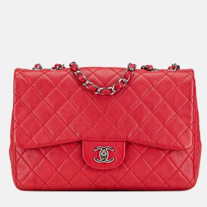 Chanel Red Jumbo Classic Caviar Single Flap, Shoulder Bags - Luxury Closet catalog
