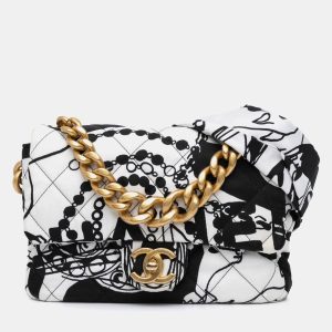 Chanel Black White Mini Printed Canvas Deer Coco Flap, Satchels - Luxury Closet catalog