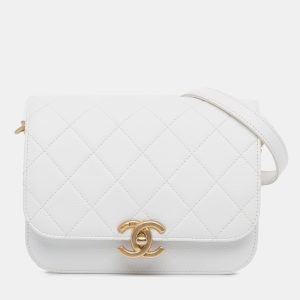 Chanel White CC Quilted Leather Flap Crossbody, Shoulder Bags - Luxury Closet catalog