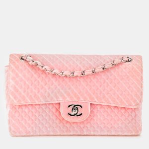 Chanel Pink Medium Micro Quilted Velvet CC Flap, Shoulder Bags - Luxury Closet catalog