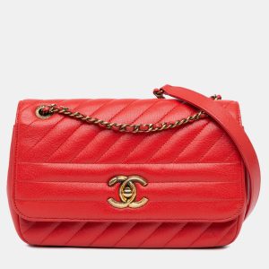 Chanel Red Small Diagonal Quilted Goatskin Flap, Shoulder Bags - Luxury Closet catalog