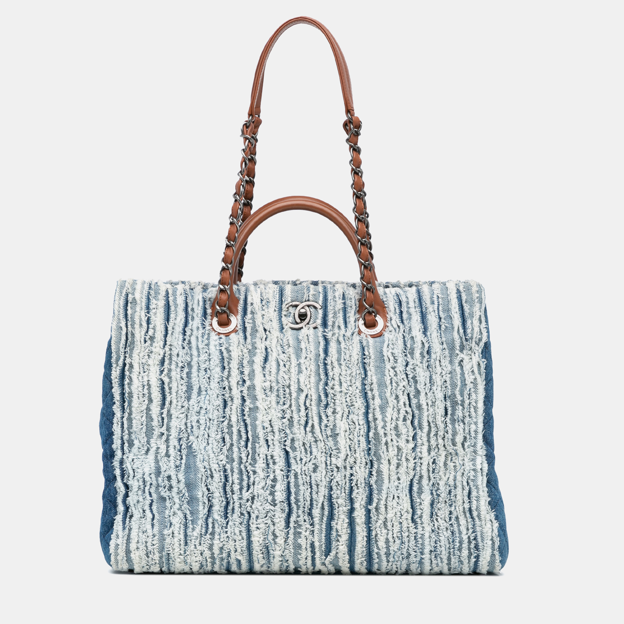 Chanel Blue Large Fringed Denim Shopping Tote, Satchels - Luxury Closet catalog