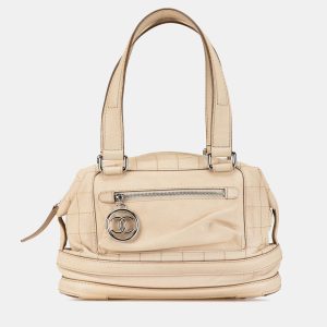 Chanel Beige Goatskin Square Stitch Essential Bowler, Satchels - Luxury Closet catalog