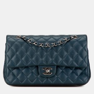 Chanel Blue Medium Classic Caviar Double Flap Bag, Shoulder Bags - Luxury Closet catalog