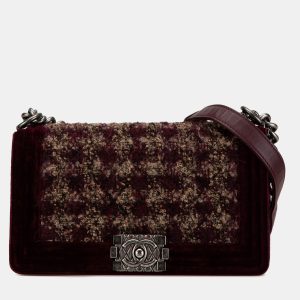 Chanel Burgundy Old Medium Velvet and Tweed Boy Flap Bag, Shoulder Bags - Luxury Closet catalog