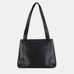 Chanel Black Embroidered Caviar Logo Shoulder Bag, Shoulder Bags - Luxury Closet catalog
