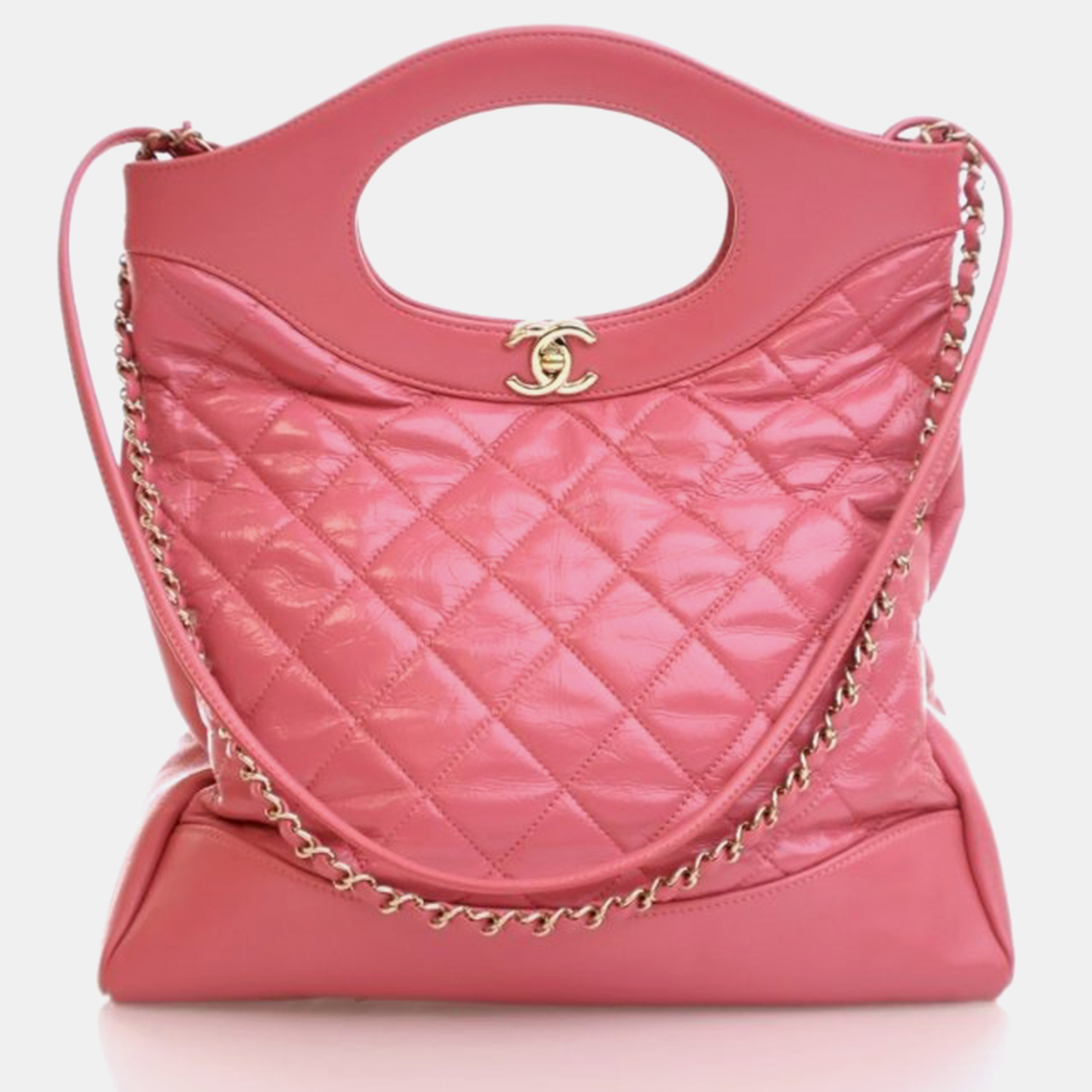 Chanel 31 Shopping Small Pink Aged Calfskin Shoulder Bag, Tote Handbags - Luxury Closet catalog
