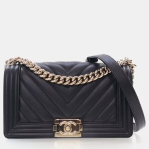 Chanel Boy Medium Black Calfskin Chevron Flap Bag, Handbags - Luxury Closet catalog