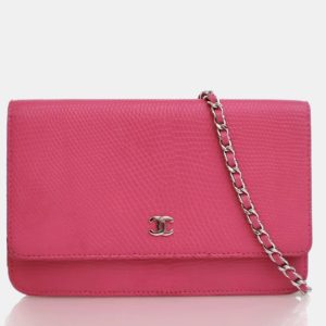 Chanel Mini Pink Lizard Embossed Calfskin Wallet On Chain, Wallets & Money Clips - Luxury Closet catalog