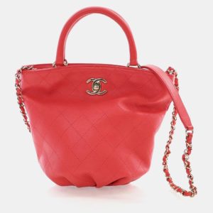 Chanel Bucket Small Red Calfskin CC Lock Tote Bag, Tote Handbags - Luxury Closet catalog