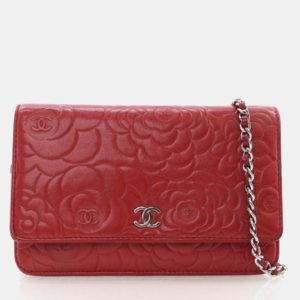 Chanel Camellia Embossed Red Lambskin Wallet On Chain, Wallets & Money Clips - Luxury Closet catalog
