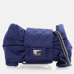 Chanel Evening Bow Vintage Navy Blue Satin Clutch Bag, Handbags - Luxury Closet catalog