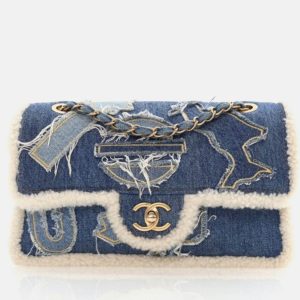 Chanel Egyptian Hieroglyph Classic Flap Medium Blue Denim Shoulder Bag, Handbags - Luxury Closet catalog