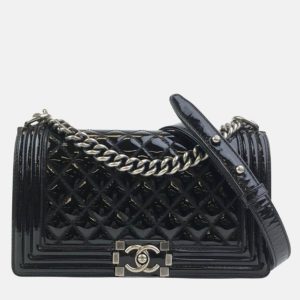 Chanel Boy Medium Black Patent Leather Shoulder Bag, Handbags - Luxury Closet catalog