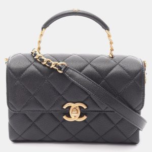 Chanel Matelasse Top Handle Chain Shoulder Bag Calfskin Black Ghw, Satchels - Luxury Closet catalog