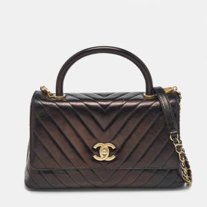 Chanel Black Chevron Leather Small Coco Top Handle Bag, Satchels - Luxury Closet catalog