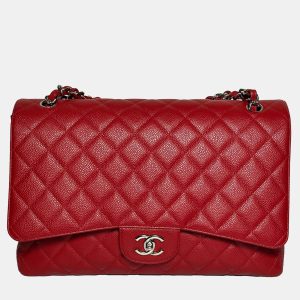 Chanel Red Caviar Maxi Classic Flap Bag in SHW, Shoulder Bags - Luxury Closet catalog