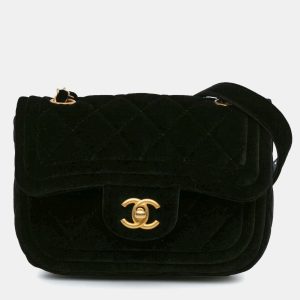 Chanel Black Mini Quilted Velvet Double Frame Flap, Shoulder Bags - Luxury Closet catalog