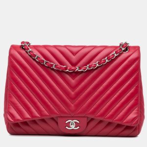 Chanel Pink Maxi Classic Chevron Lambskin Single Flap, Shoulder Bags - Luxury Closet catalog