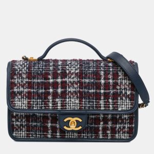 Chanel Navy Blue Small Tweed School Memory Top Handle Flap, Satchels - Luxury Closet catalog
