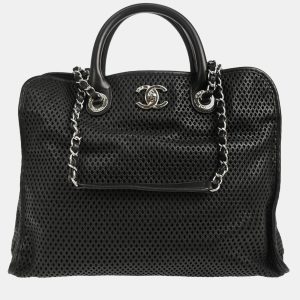Chanel French Riviera Black Perforated Calfskin Top Handle Bag, Satchels - Luxury Closet catalog