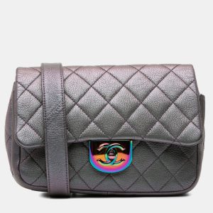 Chanel Purple Small Iridescent Goatskin Double Carry Waist Chain Flap, Satchels - Luxury Closet catalog