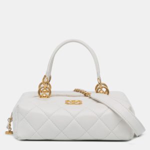Chanel White M&eacute;tiers d'Art CC Quilted Lambskin Box with Top Handle Bag, Satchels - Luxury Closet catalog