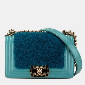 Chanel Blue Small Shearling Boy Flap, Shoulder Bags - Luxury Closet catalog
