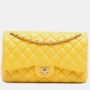 Chanel Yellow Jumbo Classic Lambskin Double Flap, Shoulder Bags - Luxury Closet catalog