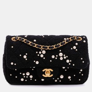 Chanel Black Small Tweed Pearl Cosmos Flap Bag, Shoulder Bags - Luxury Closet catalog
