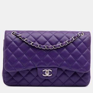 Chanel Purple Jumbo Classic Lambskin Double Flap, Shoulder Bags - Luxury Closet catalog