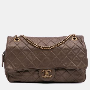 Chanel Brown Large Quilted Iridescent Calfskin Shiva Flap, Shoulder Bags - Luxury Closet catalog