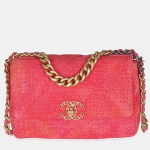 Chanel Coral Pink Tweed Quilted Medium Chanel 19 Flap Bag, Handbags - Luxury Closet catalog