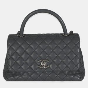 Chanel Grey Quilted Caviar Coco Top Handle Handbag, Satchels - Luxury Closet catalog