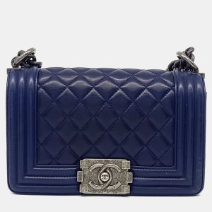 Chanel Navy Blue Leather Small Boy Bag, Handbags - Luxury Closet catalog
