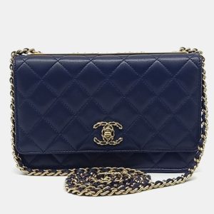 Chanel Navy Blue Leather Lambskin Trendy CC WOC Mini Crossbody Bag, Wallets & Money Clips - Luxury Closet catalog