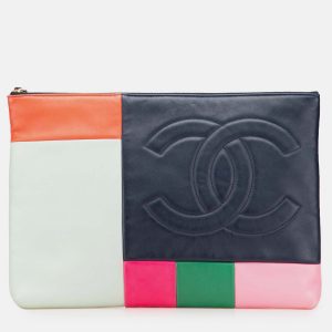 Chanel Blue Large Lambskin Colorblock Patchwork O Case, Clutches & Special Occasion Bags - Luxury Closet catalog