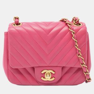 Chanel Mini Flap Chevron Pink Lambskin Shoulder Bag, Handbags - Luxury Closet catalog