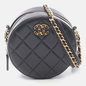 Chanel Matelasse Round Mini Black Lambskin Shoulder Bag, Handbags - Luxury Closet catalog