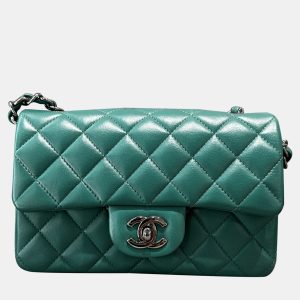 Chanel Classic Flap Mini Green Lambskin Leather Shoulder Bag, Handbags - Luxury Closet catalog