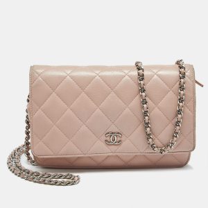 Chanel Light Pink Quilted Leather CC Wallet on Chain, Wallets & Money Clips - Luxury Closet catalog