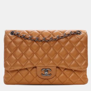 Chanel Brown Jumbo Classic Iridescent Caviar Double Flap, Shoulder Bags - Luxury Closet catalog