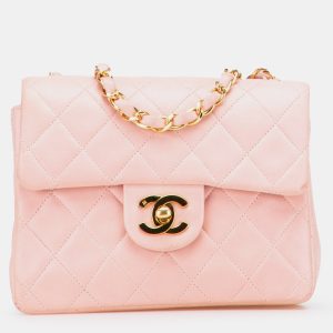 Chanel Pink Mini Square Classic Lambskin Single Flap, Shoulder Bags - Luxury Closet catalog