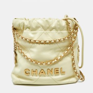 Chanel Yellow Quilted Leather Mini 22 Chain Bag, Shoulder Bags - Luxury Closet catalog