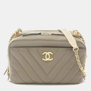 Chanel Chevron V-Stitch Khaki Lambskin Shoulder Bag, Handbags - Luxury Closet catalog