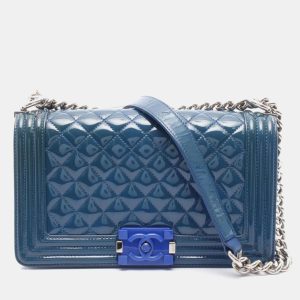 Chanel Boy Navy Patent Leather Shoulder Bag, Handbags - Luxury Closet catalog