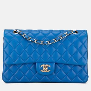 Chanel Classic Double Flap Medium Blue Lambskin Shoulder Bag, Handbags - Luxury Closet catalog