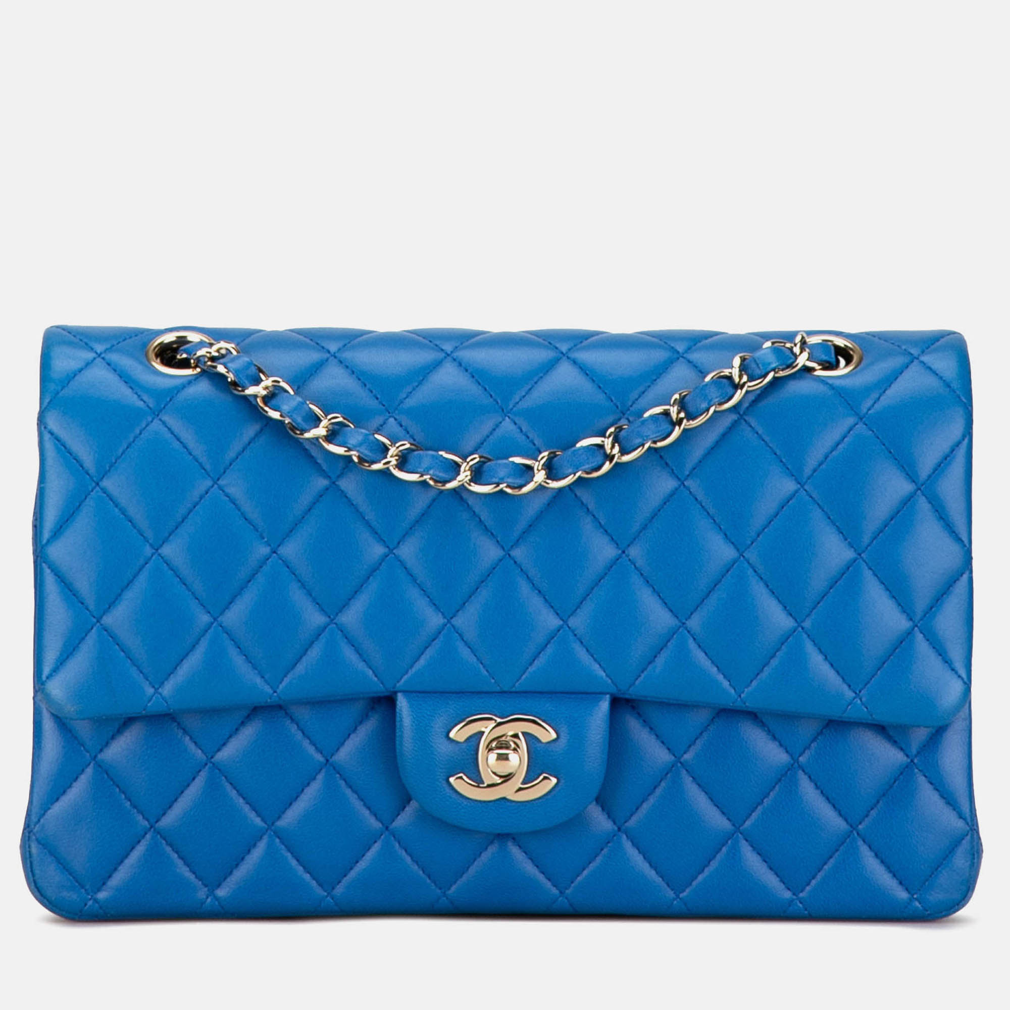 Chanel Classic Double Flap Medium Blue Lambskin Shoulder Bag, Handbags - Luxury Closet catalog
